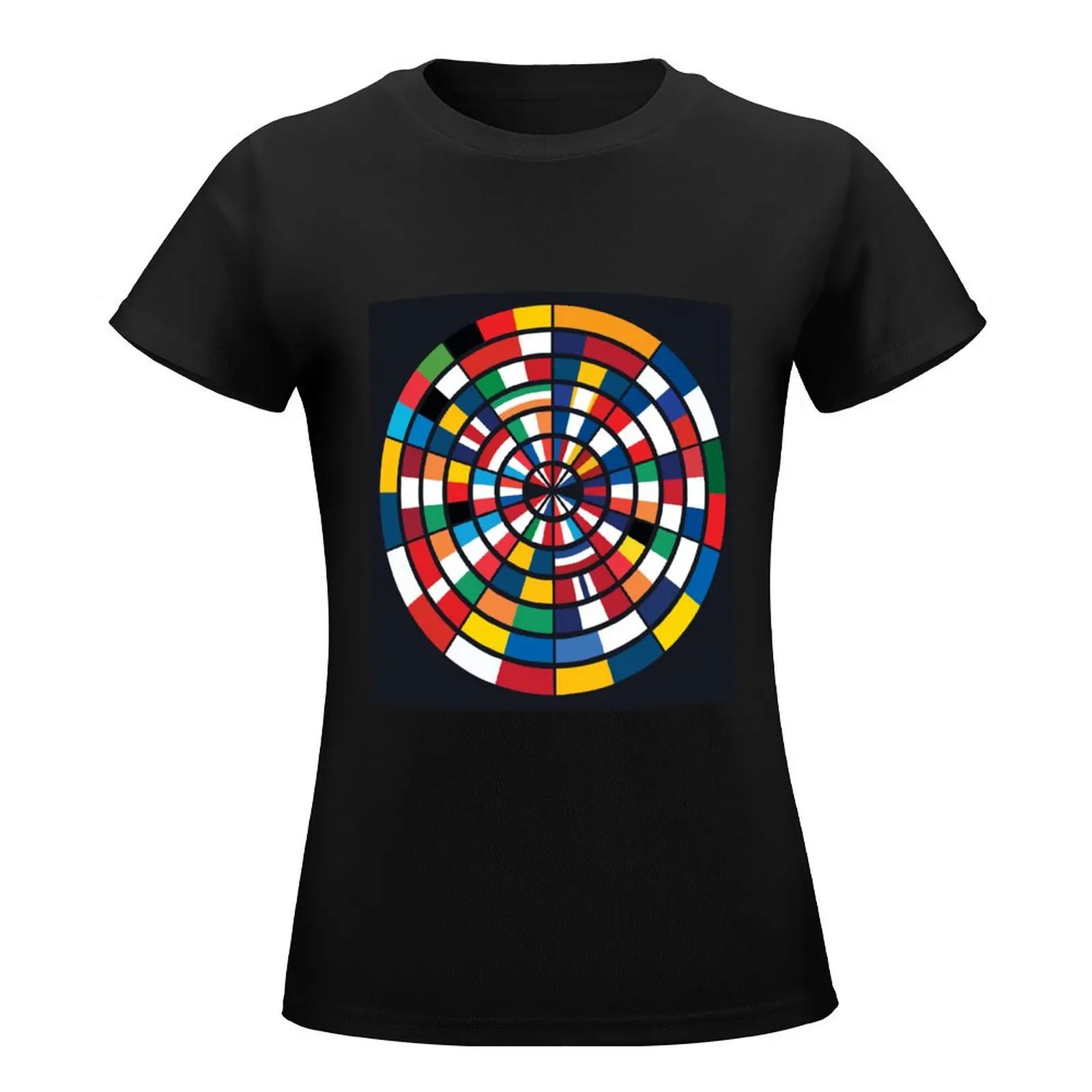 Flags of the winners of the Eurovision Song Contest T-Shirt female tees tight shirts for Women