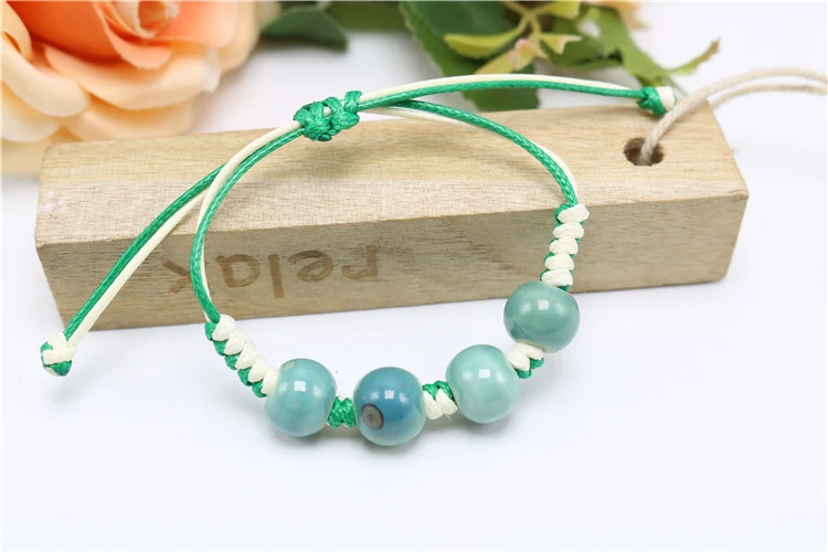 Fashion Ethnic Style High Quality Original Ceramic Beads Bracelet Adjustable Handmade Porcelain Beads Rope Dropshipping #1823