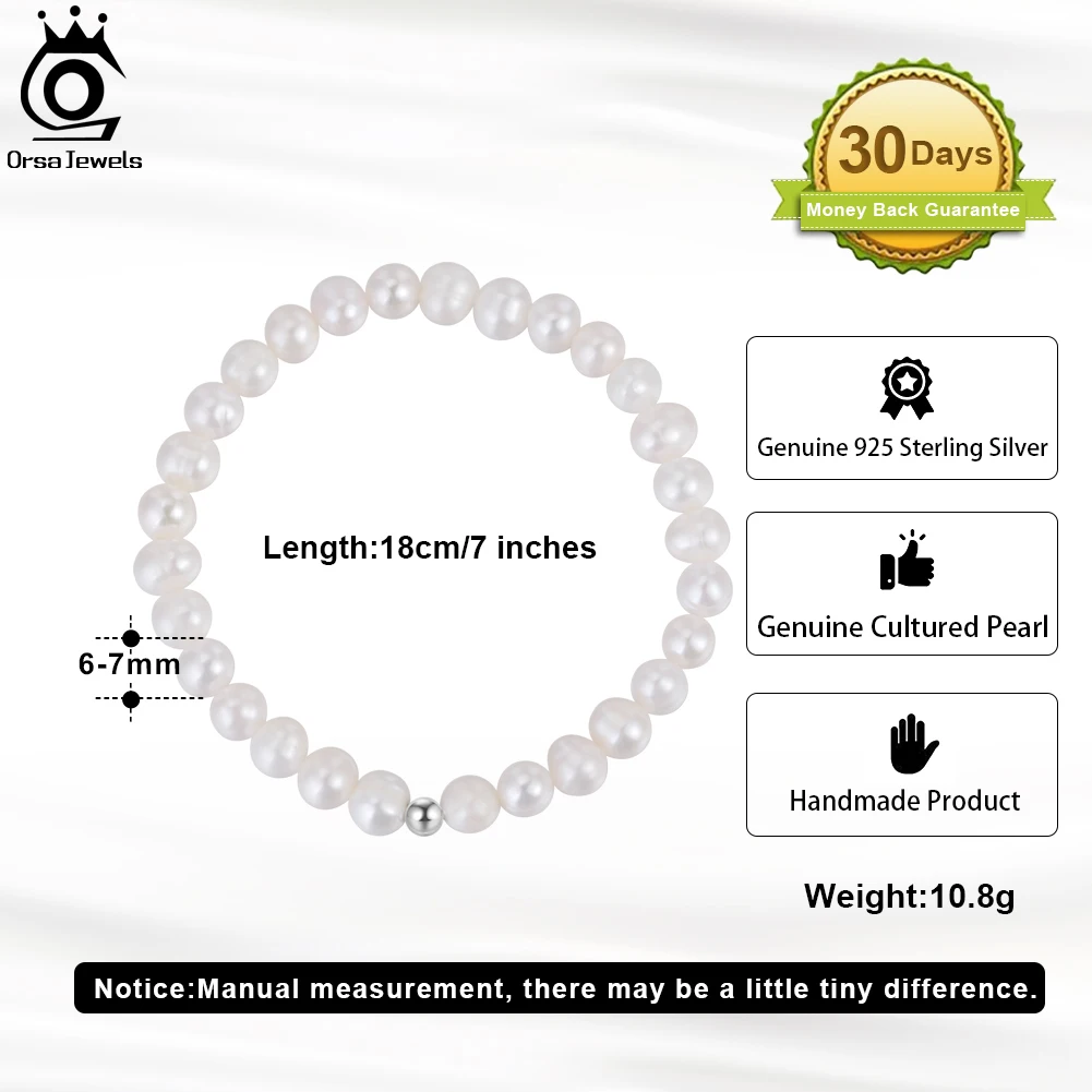 ORSA Trang Sức Vòng Tay Ngọc Trai Thiên Nhiên Cho Phụ Nữ Vàng 14K Nữ Bạc 925 Vòng Tay Cô Dâu Đảng Hứa Ngọc Trai Trang Sức GPB11