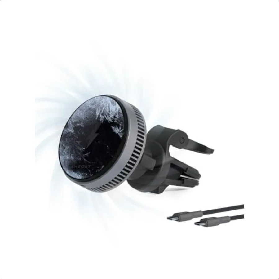 

Magnetic Car Charger Active Cooling 15W Qi2Certified Fast Charging Compatible with Magsafe Car Charger Air Vent Phone Holder Mo