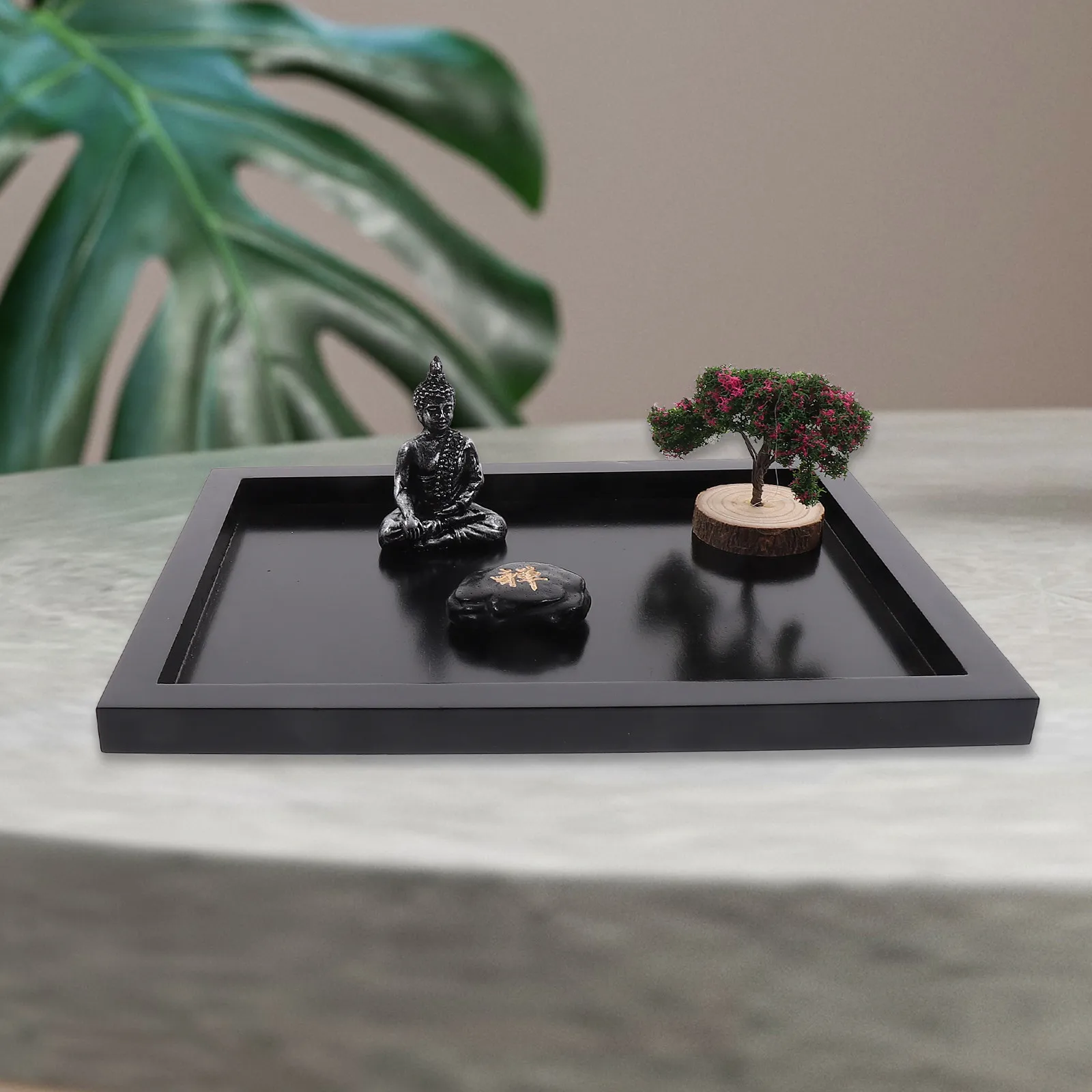 1 Ensemble de Kit de Jardin de Sable Zen pour Bureau, Thème Bouddha, Décoration Micro-Paysage, Ornement de Bureau, Boîte à Sable Artistique, Tranquillité