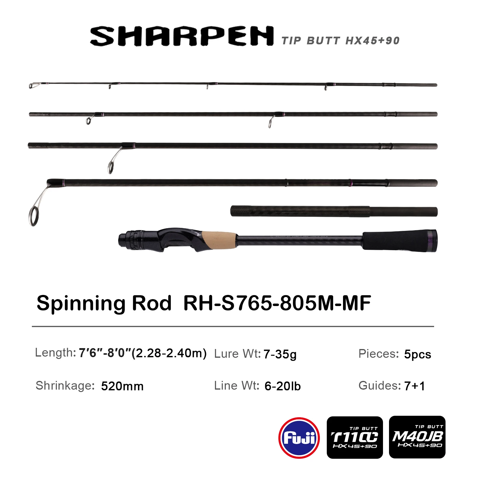 PURELURE SHARPEN Soft Lure Long Spinning and Casting XF/MF Action Rods FUJI Components Bass Pike Rod Angelrute Spinnrolle