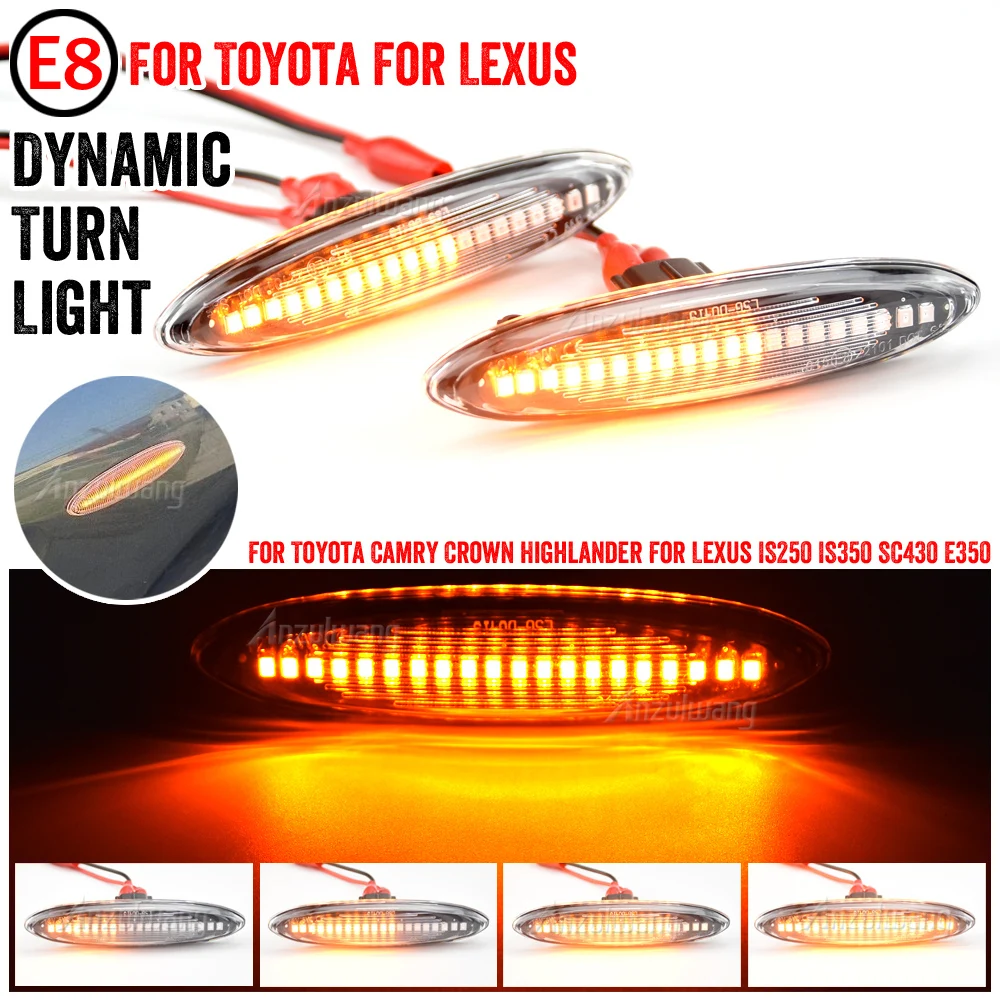 

1 Pair Led Dynamic Side Marker Turn Signal Light For Lexus IS250 IS350 SC430 Toyota MARK X REIZ CROWN UZZ40 Highlander Camry 40