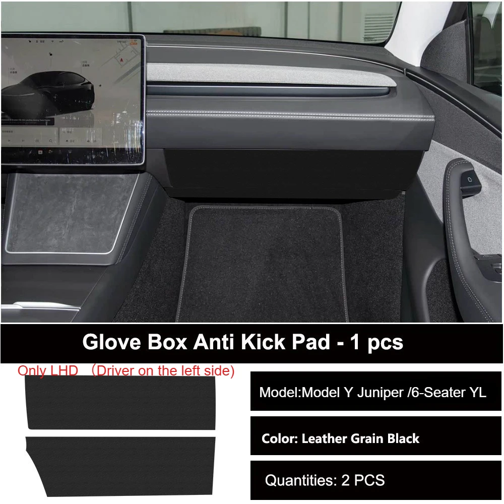 Anti-Kick-Pads für Autotüren für Tesla Model 3 Highland, Model Y Juniper YL 2021-2026, Schutzsticker für Handschuhfach, PU-Leder-Pads – Detail 23