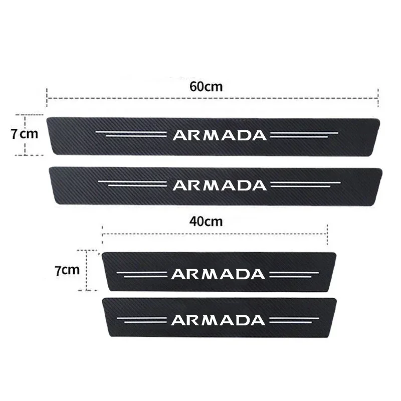 Luminous Car Doorsill Anti kick Stickers for Nissan Armada Carbon Fiber Threshold Strip Scuff Plate Protect Film Accessories