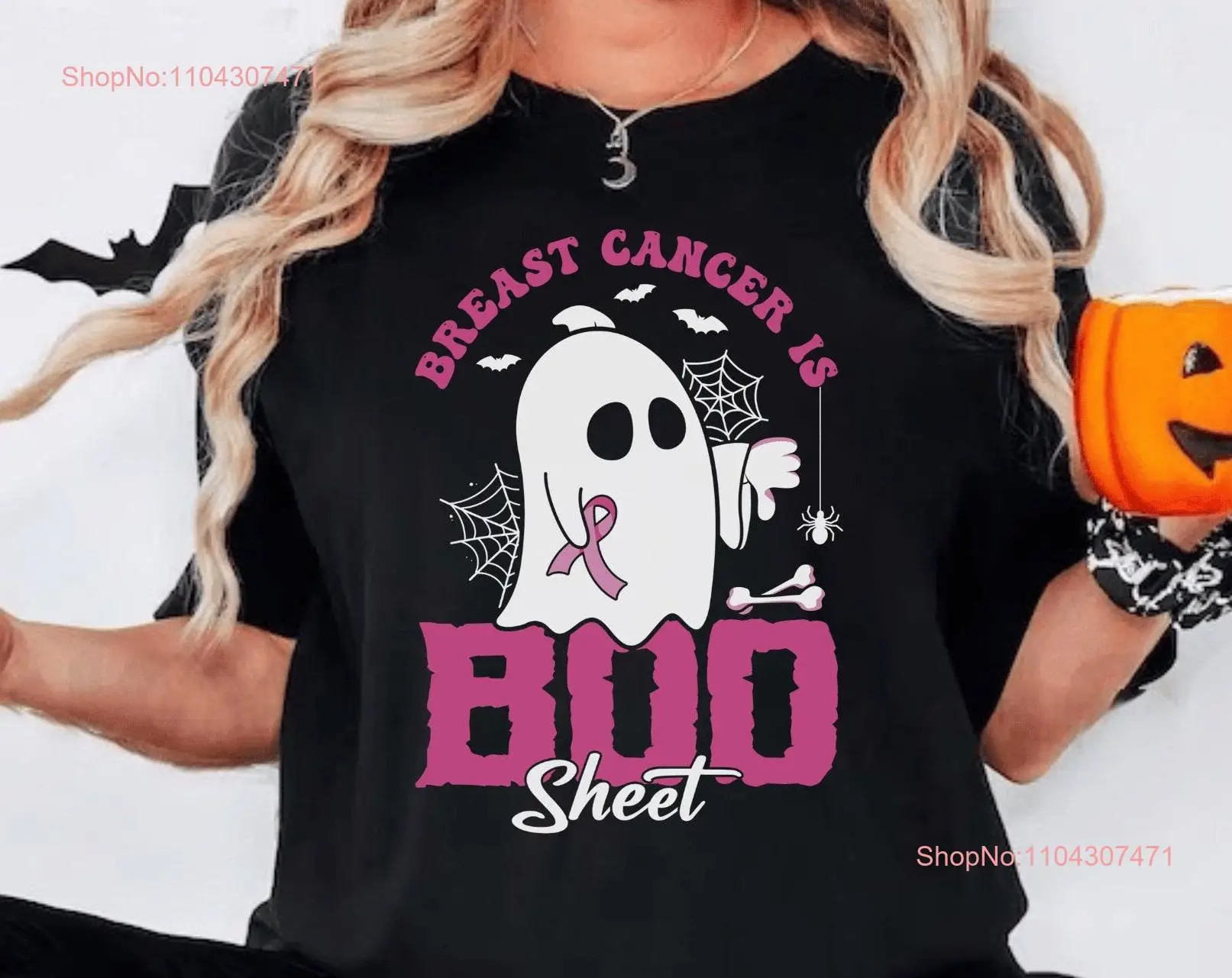 Breast cancer is Boo sheet Support Squad T Shirt Awareness Pink Ribbon Ghost Motivational Fighter long or short sleeves