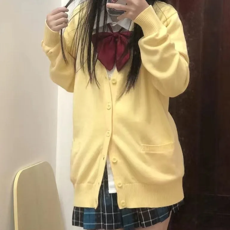 Original genuine white JK uniform cardigan jacket knitted sweater top cute Japanese college style long sleeved sweater