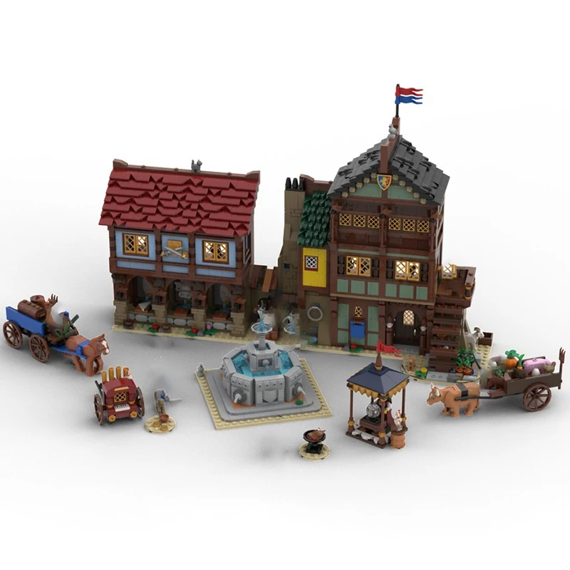 Modelo de Castillo Medieval, Bloques de Construcción MOC, Modelo de Casa del Capitán de Guardia, Ladrillo de Tecnología, Juguete de Construcción de Ensamblaje DIY, Regalo Navideño