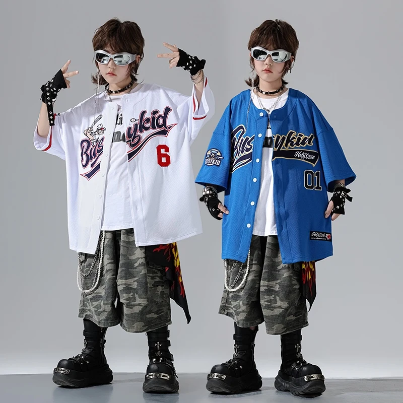 2025 Kinder Street Dance Performance Kostüme Hip Hop Lose Baseball Uniform Sport Strickjacke Set Mädchen Jungen Jazz Kleidung