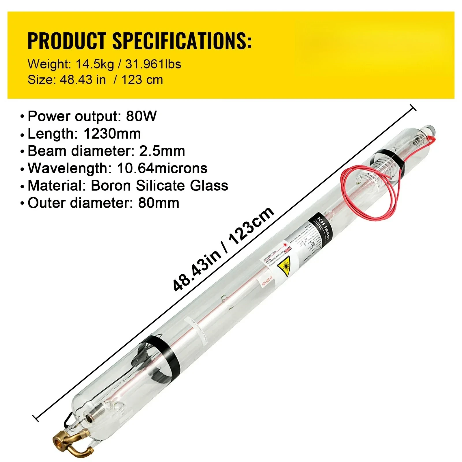 SIHAO CO2 Laserbuis 40W 50W 60W 80W 100W 130W 150W 700mm tot 1830mm Lengte Glas 80mm Dia Lange Levensduur Voor Laser Machine