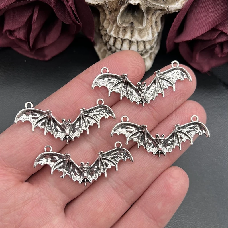 6pcs 42*18mm Gothic Vintage Bat Charms Halloween Pendant Designer Charms Fit Jewelry Making DIY Jewelry Findings