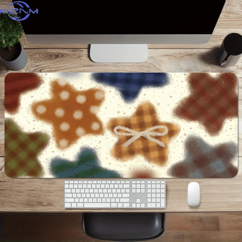 One Piece of Mouse Pad Measuring  Cm, Featuring a Non-Slip Extended Design with a Retro Cute Stars Pattern, Ideal for Decorating