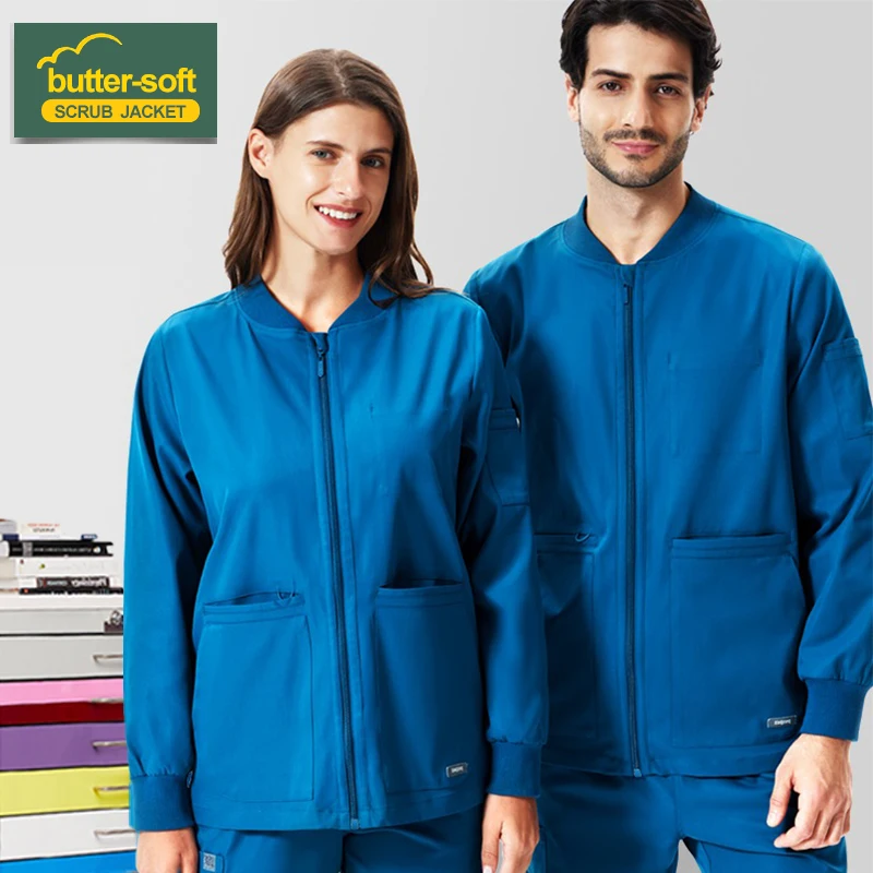 

Зимние утепленные куртки-скрабы, медицинские пальто для женщин и мужчин, топы на одной молнии спереди, больничная униформа для врачей, скрабы для стоматолога 24JK001