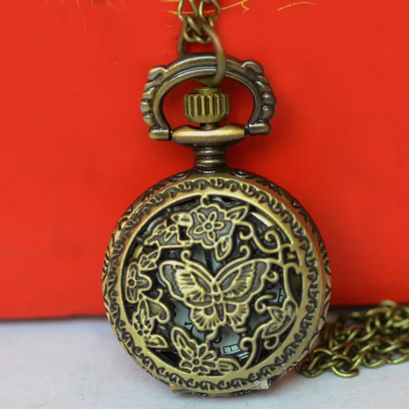 

6024 Quartz small pocket watch retro trend design hollow tree vine butterfly quartz pocket watch
