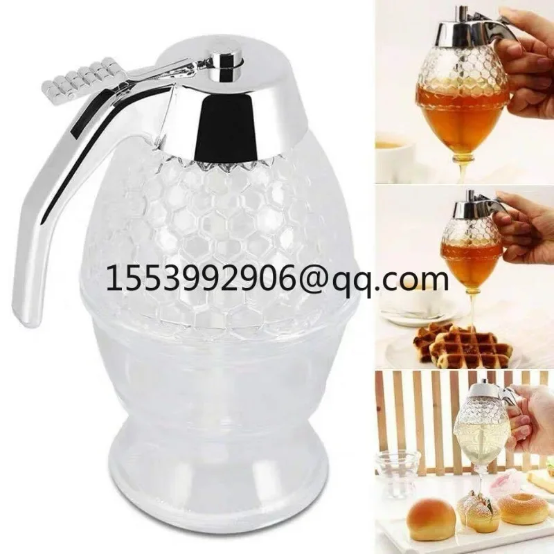 FF950 Acrylic Honey Comb Shaped Maple Syrup Dispenser Bottle Home Coffee Bar Transparent Honey Syrup Dispenser