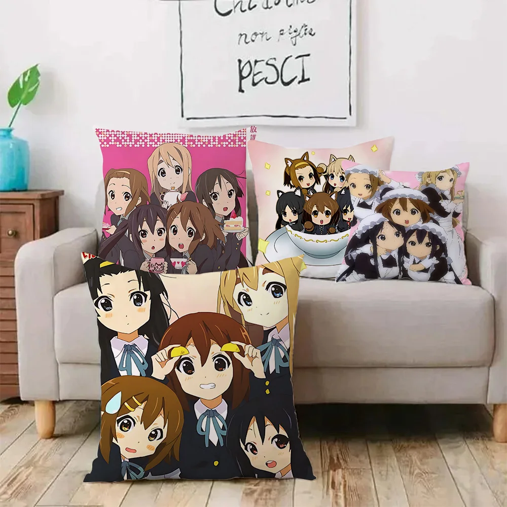 HOT Anime K-On! Pillow Covers Cartoon Sofa Decorative Home Double-sided Printing Short Plush Cute Cushion Cover