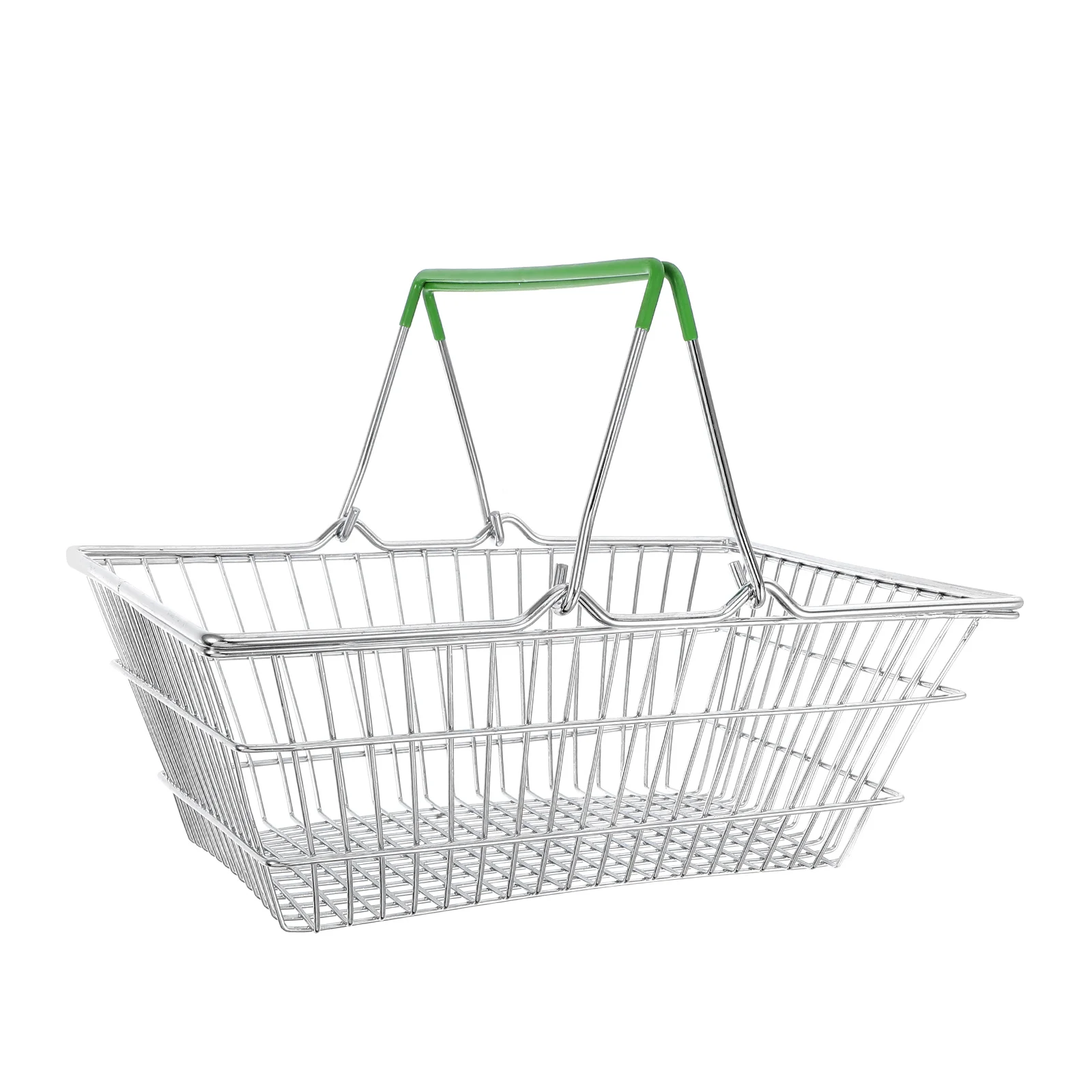 

Mini Shopping Basket Iron Storage Baskets for Decor Kids Supermarket Props Toy Organizer Realistic Play Set Compact