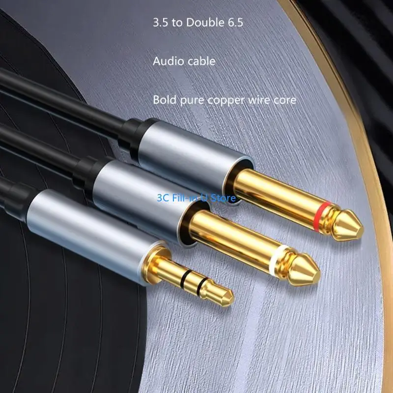 G8TA Aluminum Alloy 6.5mm to 3.5mm Cable Dual Channel Splitter Cord for Sound