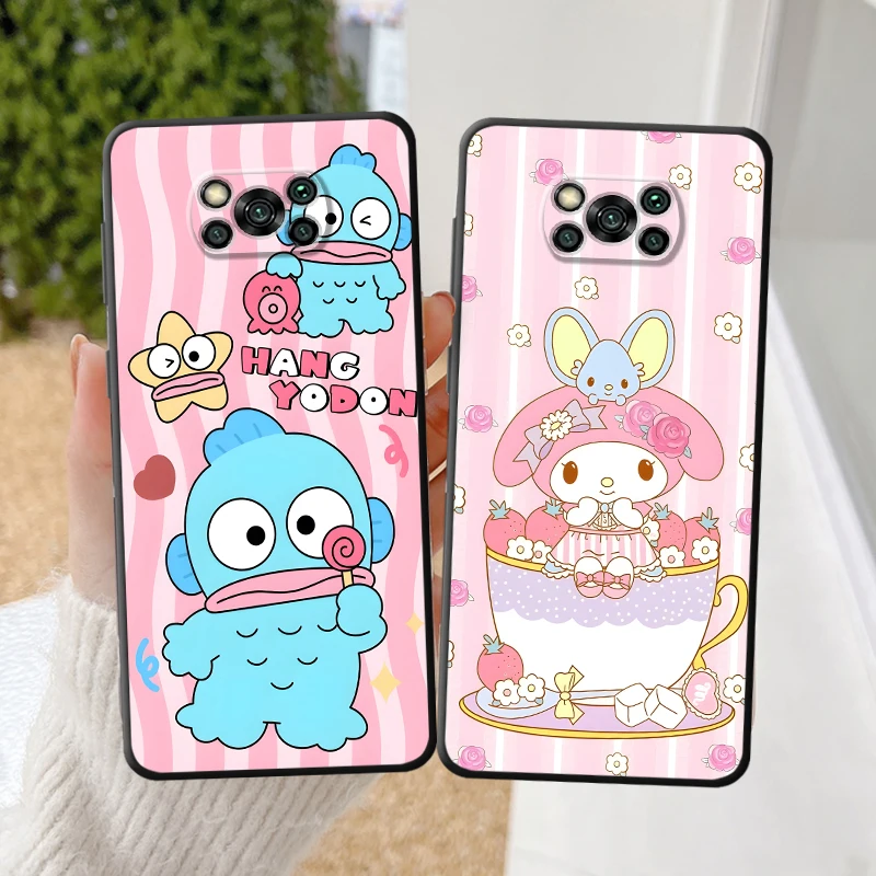 حافظة لهاتف Xiaomi Poco C75 X4 Pro M3 M4 Pro X3 NFC X7 C71 C51 C61 M5s M7 C40 C50 برسوم كارتونية ثلاثية ميلودي Jade Guigou باللون الأسود