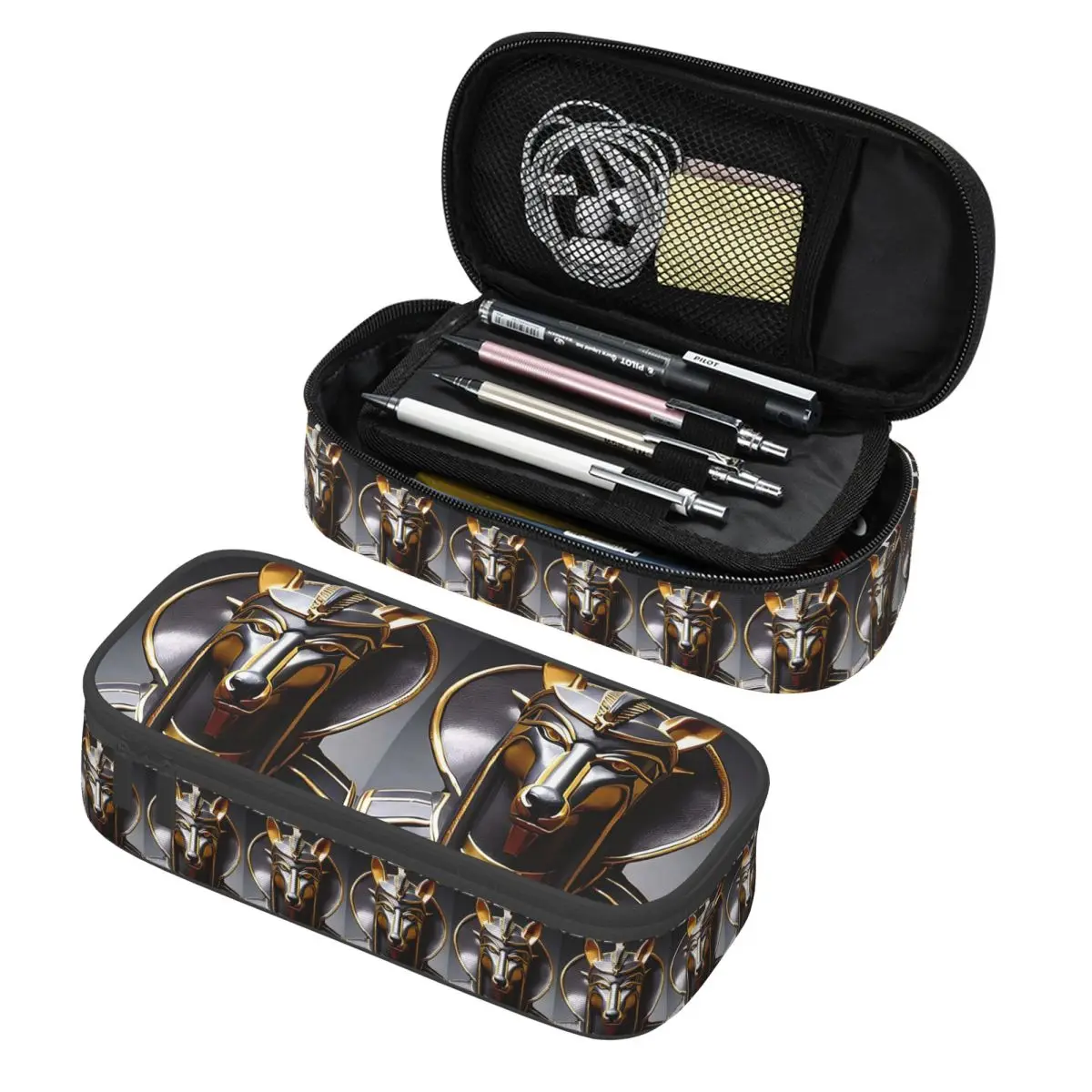 

Old Egyptian God Anubis Pencil Case Pencil Pouch Storage Stationery Supplies Big Capacity Pen Box Pencil Bag for Students