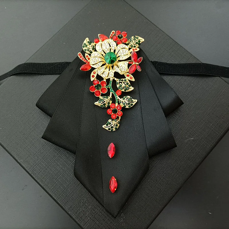

Flowers Rhinestone Bow Tie Original Design Handmade Jewelry Gift Luxury Men Women's Fashion Suit Shirt Accessories Collar Flower
