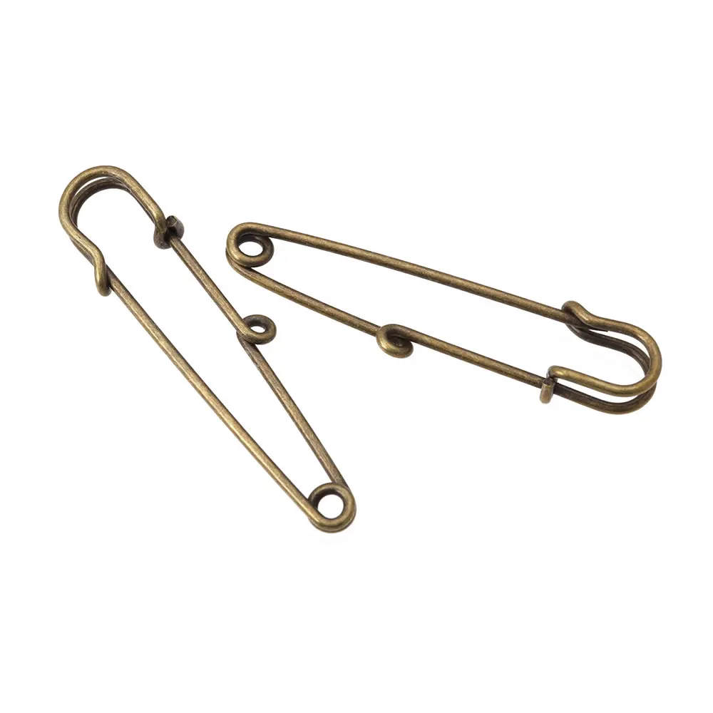 58MM 64MM 75MM Imitation Rhodium Color Iron Brooch Base Brooch Pins with Hanging Hole Diy Jewelry Making Supplies Accessories