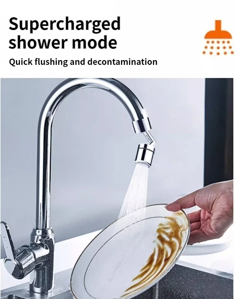360° Dual Function Anti-splash Bubbler Kitchen Tap Aerator Bathroom Rotatable Extension Faucet Filter Dual Modes Bubbler Nozzle