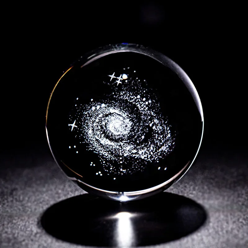 6cm Crystal 3D Galaxy Ball Laser Engraved Quartz Glass Sphere Home Decoration Ornaments Globe Miniature Creative Figurines Gifts