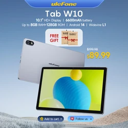 【2024 Neu】Ulefone Tab W10 Tablet Android 14 10,1'' HD+ Display Bis zu 8 GB RAM 128 GB ROM 6600 mAh Unisoc T606 Widevine L1