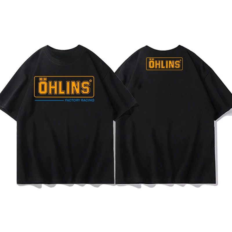 Retro OHLINS Black T-shirt Collection Motorcycle Shock Absorber Print Short Sleeve T-shirt 2026 New Summer Racing Fan Clothes