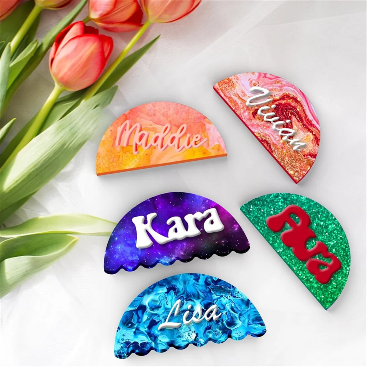 Molde de resina de etiqueta de nombre AA98, molde de silicona de etiqueta de nombre de 4 cavidades para resina epoxi, accesorios de fabricación de etiquetas de nombre personalizadas DIY