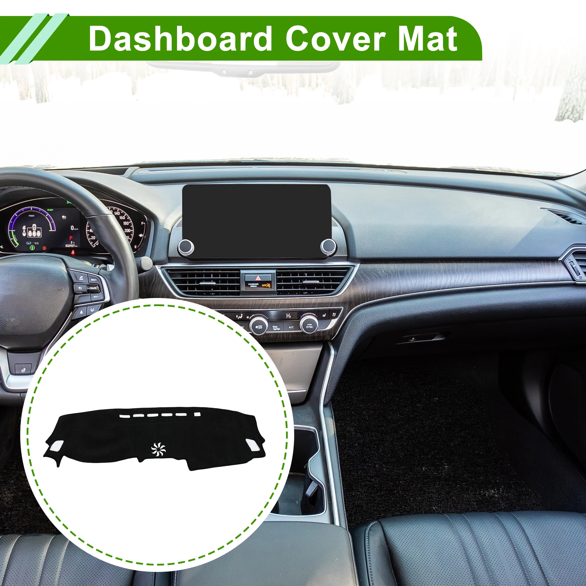 UXCELL Dashboard Cover for Honda 10th Accord 2018-2022 without Hud Polyester Black 1 Pc