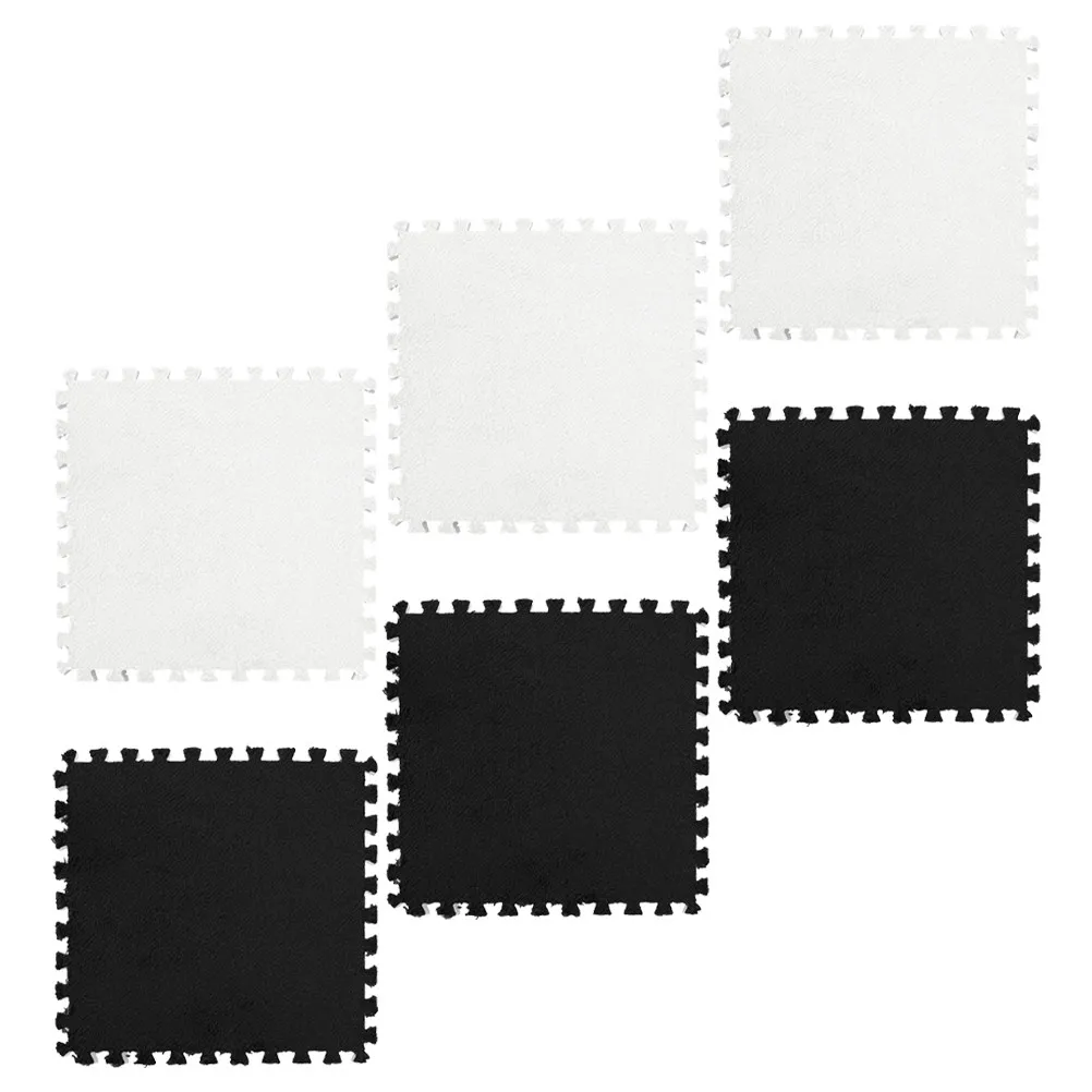

6Pcs Foam Splicing Carpet Black White Design Play Mat for Floor Puzzle Rug Safe Odorless Household Use