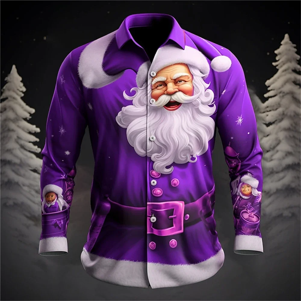 Santa Claus เทศกาลเสื้อ 3d พิมพ์ขายร้อนคริสต์มาสเสื้อแขนยาวผู้ชายเสื้อ 3d พิมพ์ Casual แฟชั่นผู้ชายเสื้อผ้า