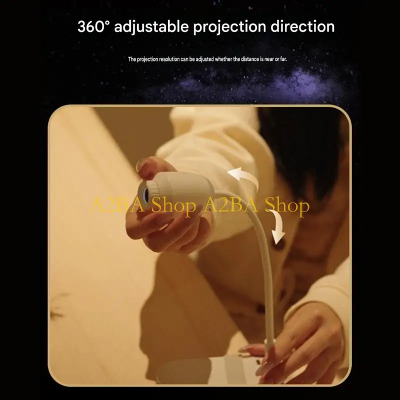 A2BA USB Room Star Lamp with Turn Lens, Space Scene Light and Neck Shaping for Car Roof or Bedroom Wall Use Daily Use