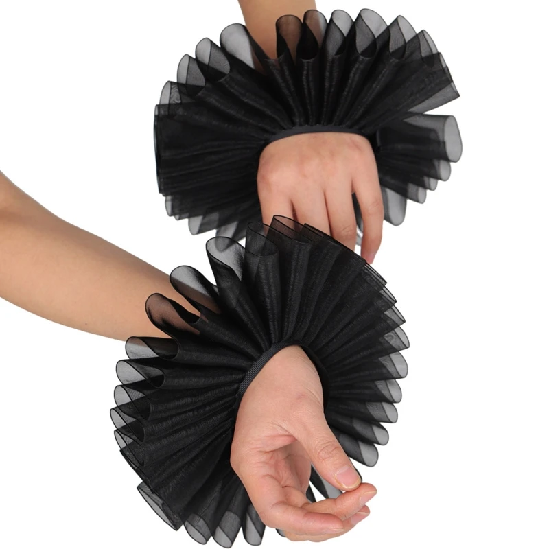F42F Wrist Cuffs Ruffled Wrist Sleeves Costume Cosplay Clown Cuffs