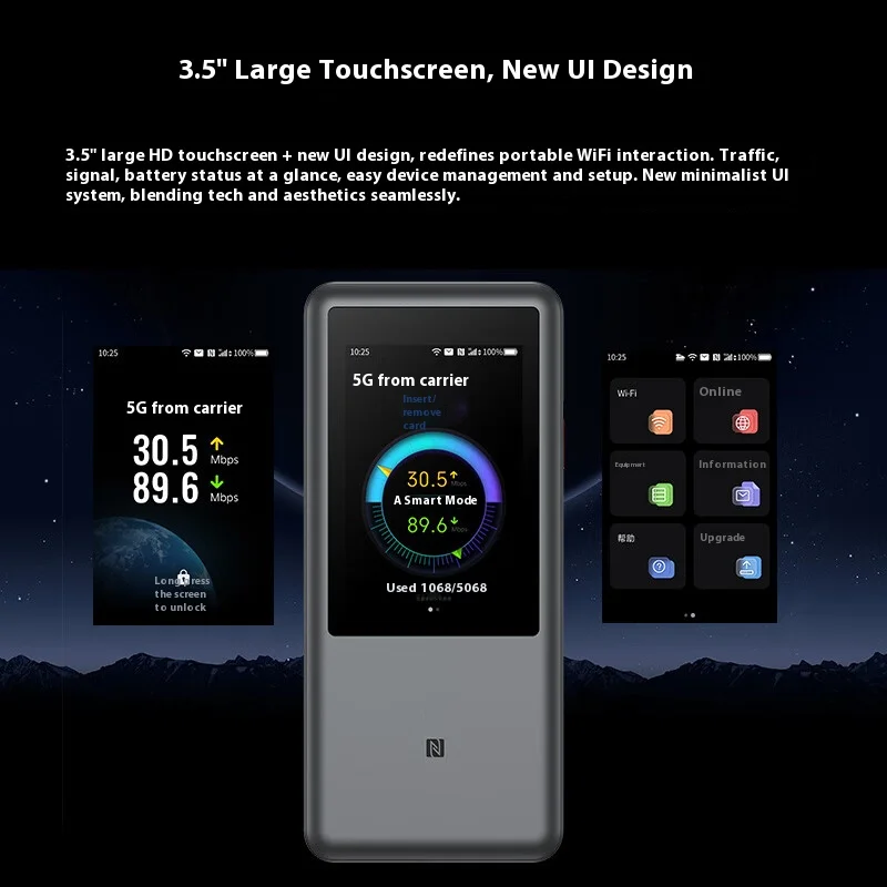 ZZTEE U60 Pro MU5250 5G Pocket WiFi Router 5G-A Qualcomm SDX75 WiFi 7 3600 Mbit/s Mobiler Hotspot entsperrt 5G MiFi Support Lock Band