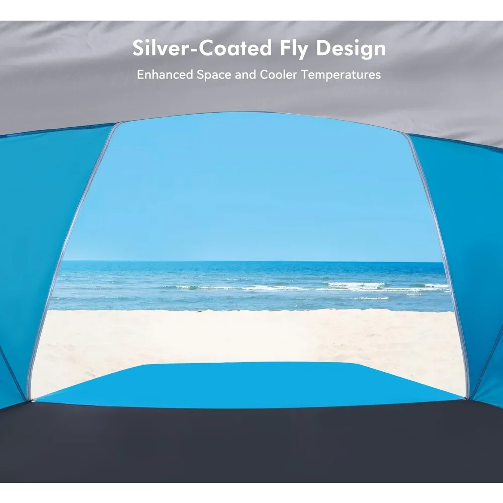 Calen Beach Tent,Beach Canopy Shade Tent with UPF 50+UV Protection for 3-4 Person, Waterproof Portable Easy Setup Beach Sun Shel