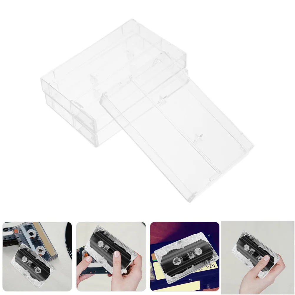 10Pcs Clear Cassette Storage Cases High Transparency Plastic Audio Tape Holder Organizer Standard Size Moisture Protection Long