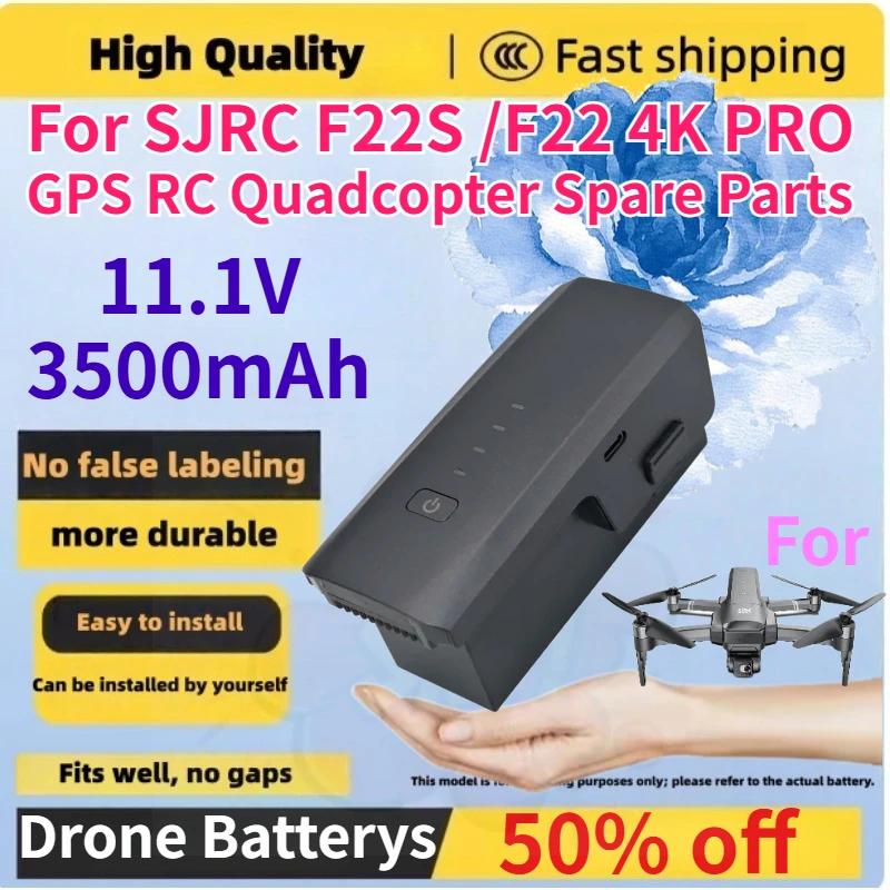 

New 11.1V 3500mAh Drone Batterys for SJRC F22S /F22 4K PRO GPS Battery USB Charger Propeller RC Quadcopter Spare Parts
