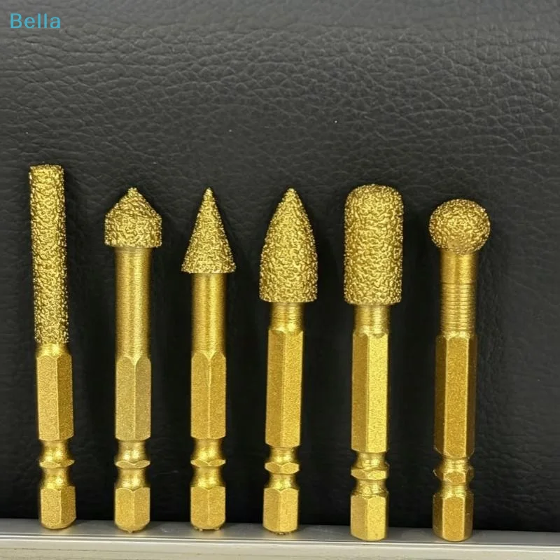 〔M〕3/6pcs Diamond Grinding Head Tile Rotary File Polishing Head For Iron Ceramic Tile Fits Drill