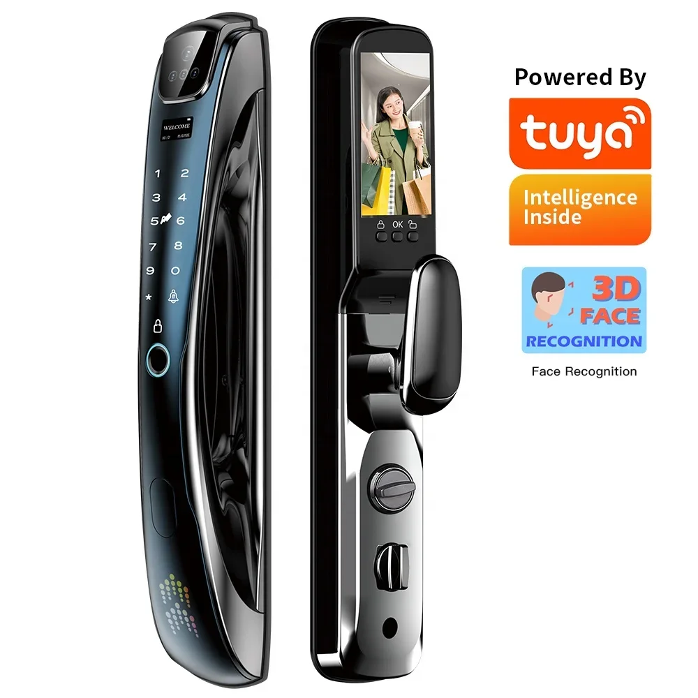 

Безопасность, полностью автоматическое 3D распознавание лиц, биометрический отпечаток пальца TUYA, Wi-Fi, умный дверной замок, уличный цифровой дверной замок без ключа