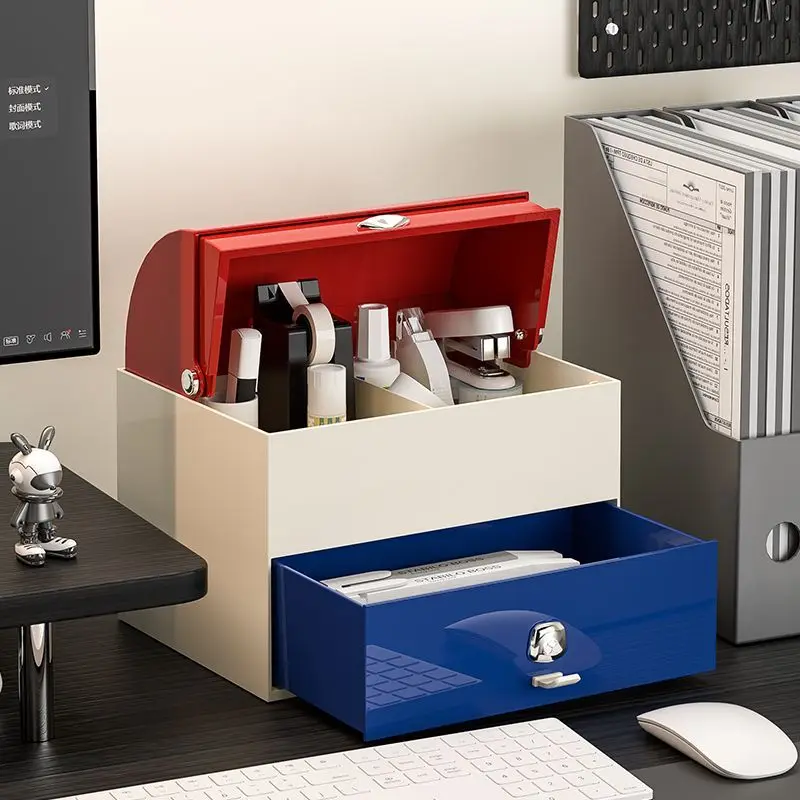Flap Desktop Storage Box Office Drawer Cosmetics Sundries Shelf Student Stationery Dust Storage Box Home Organizer Home Decor