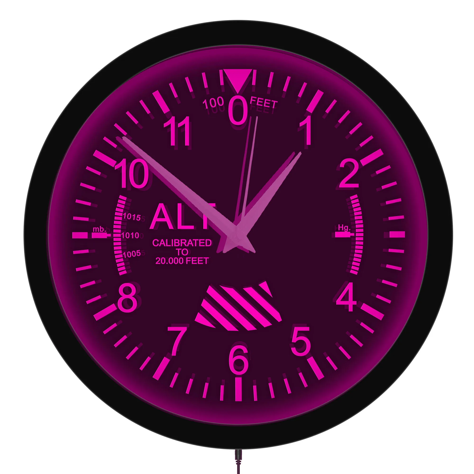 Aircraft Altimeter LED Neon Light Wall Clock For Pilot Aviator Flight Decor Man Cave Aviation Cockpit Gauge Luminous Wall Clock