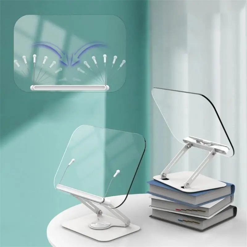 

652F Tablet Stand, Book Holder Clear Acrylic Notebook Stand Adjustable and Rotatable
