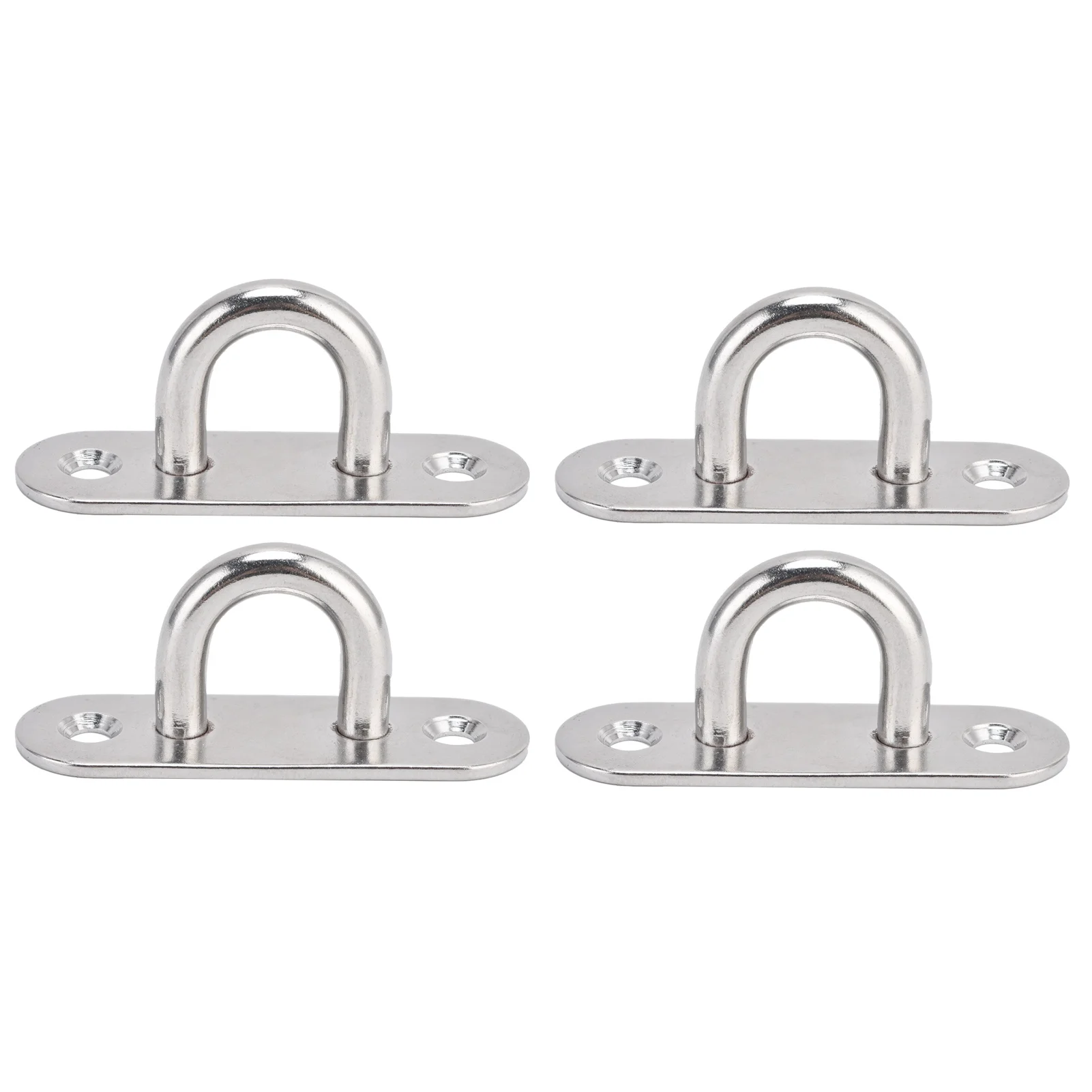 4Pcs Oval Hooks Eyelet 304 Stainless Steel 8mm Ceiling Pad Eye Plate Hardware Staple Loops