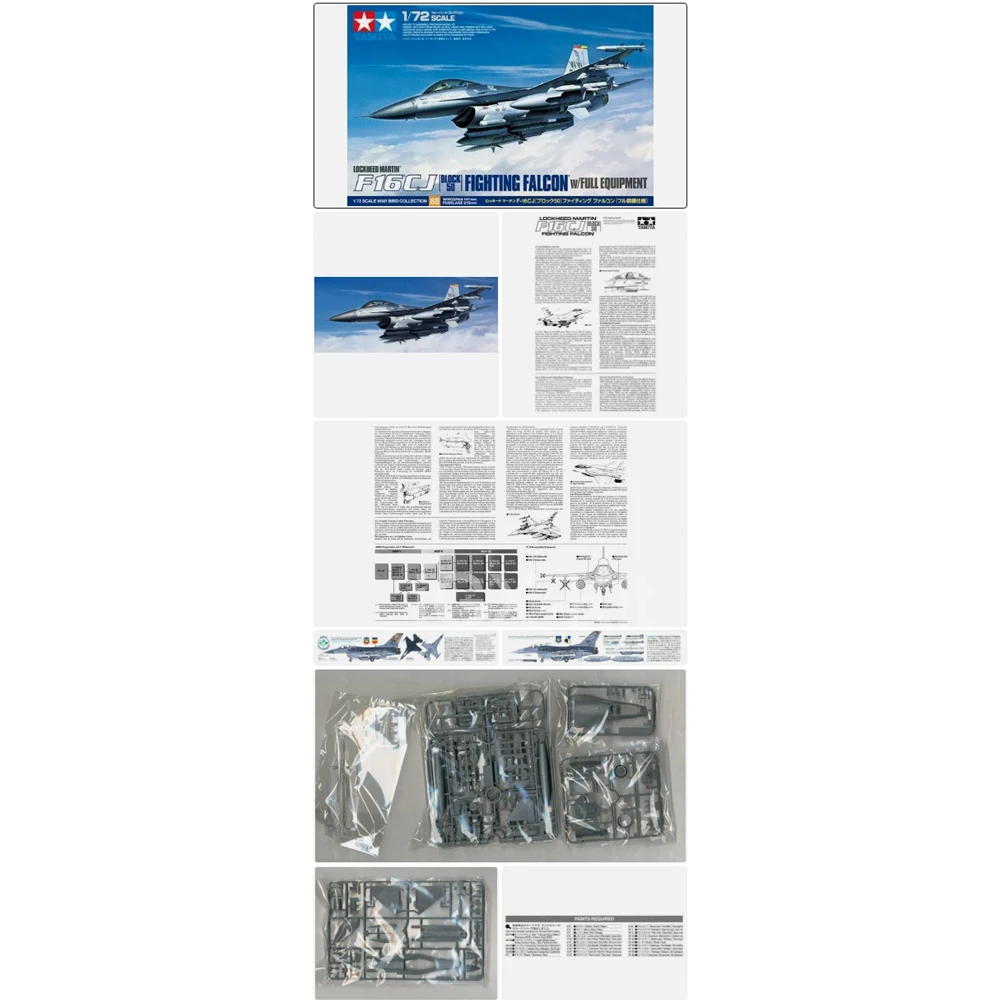 Tamiya  60788 1:72 Scale US F16 F-16CJ Fighting Falcon Fighter Plane Plastic Model Assembly Kit Hobby Craft Building