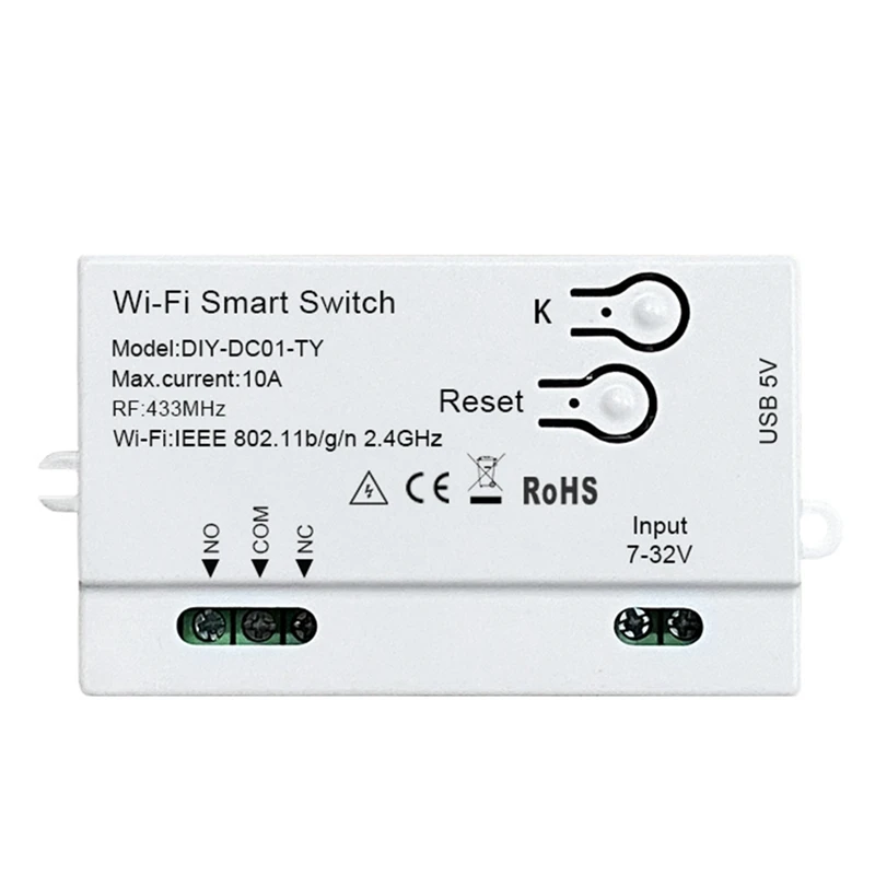 スマートスイッチwifi,タイマー付き,1ch,7-32v,usb,5v,2.4g,スマートライフ,Alexa, Google Home,iftt用自動モジュール