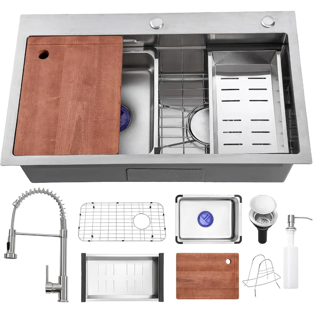 

30 Inch Modern Farmhouse Stainless Steel Single Bowl Kitchen Sink with Faucet Combo