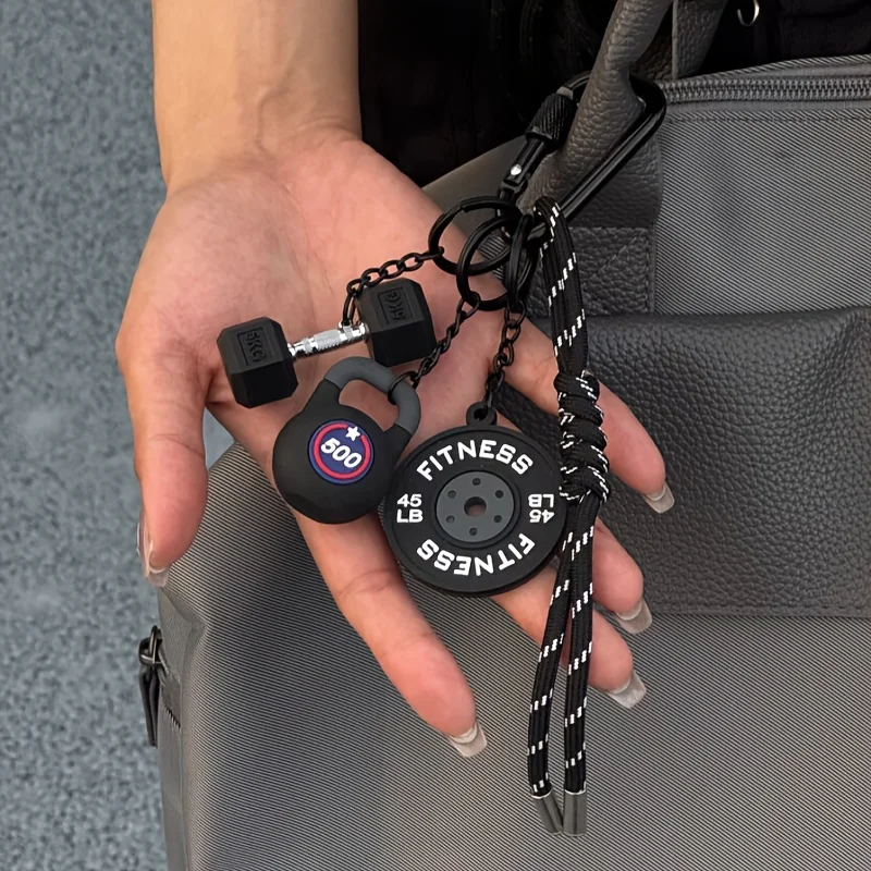Dopamine Barbell Plates Keychain Kettlebell Water Cups Simulation Dumbbells Keyring INS Creative Fitness Series Pendant Gifts
